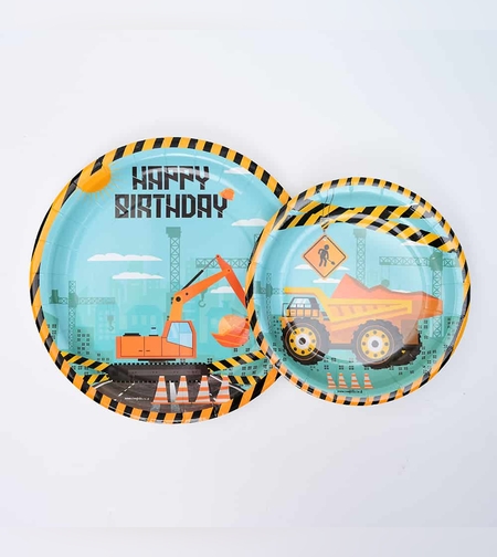 צלחות סט טרקטור חדש 8 יח' קטן