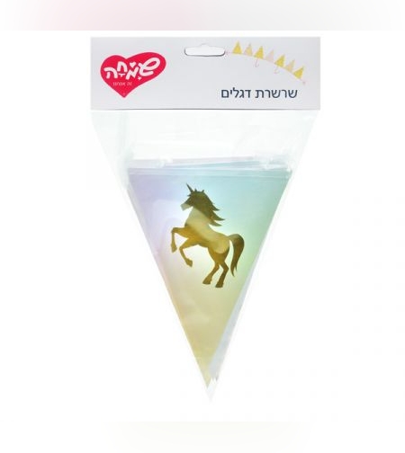 באנר שרשרת משולשים-חד קרן פסטל וזהב