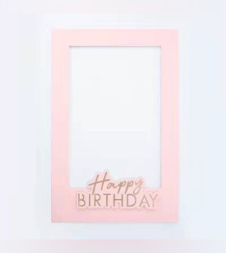אביזר צילום מסגרת יום הולדת שמח ורוד מבריק