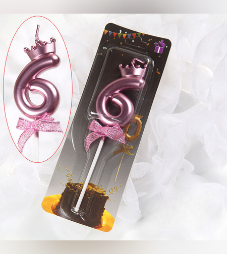 נר מספר רוז גולד עם כתר - 6