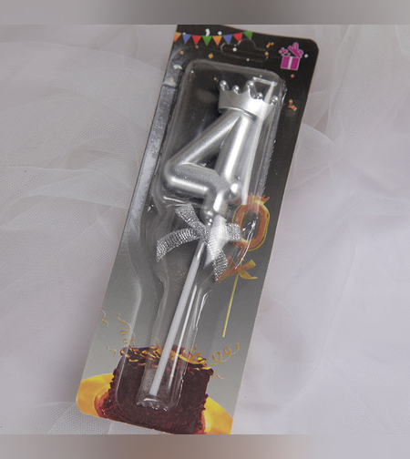 נר מספר כסף עם כתר - 4