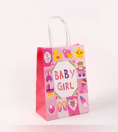 שקית נייר עם ידית 21*15*8 - 102 BABY GIRL ורוד