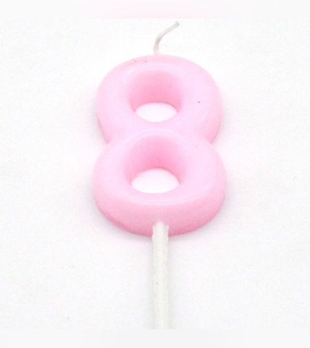 נר מספר מיני 8 פסטל ורוד