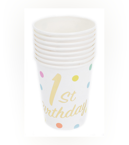 כוסות נייר 8יח-הטבעת זהב-גיל שנה