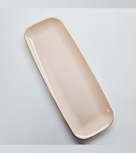 מגש ארוך ורוד (1יח') פס זהב