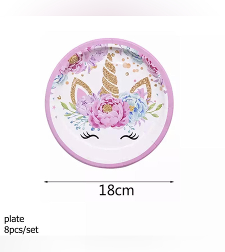 חד קרן - צלחת 7' חדש מארז 8 יח