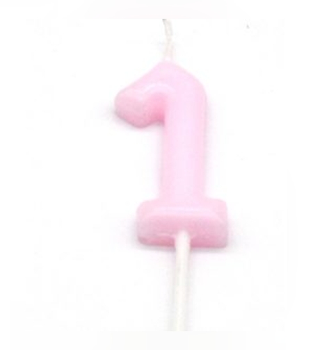 נר מספר מיני 1 פסטל ורוד
