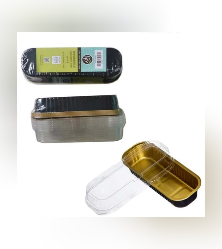 תבנית אלומניום שחור/זהב + מכסה (6 יח')