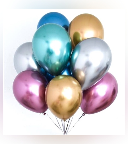 בלון כרום מיקס צבעים, 10 יח' באריזה