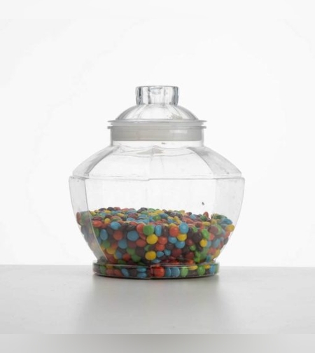 צנצנת פלסטיק שקוף מתומן