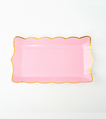 מגש 16*28 ורוד בייבי פס זהב 10 יח'