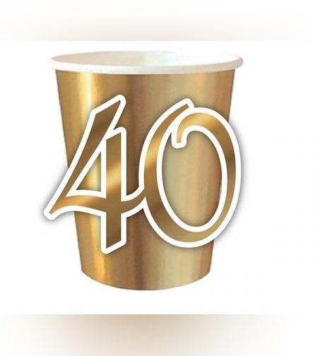 כוסות נייר 6יח-זהב עם מספר צורני-40