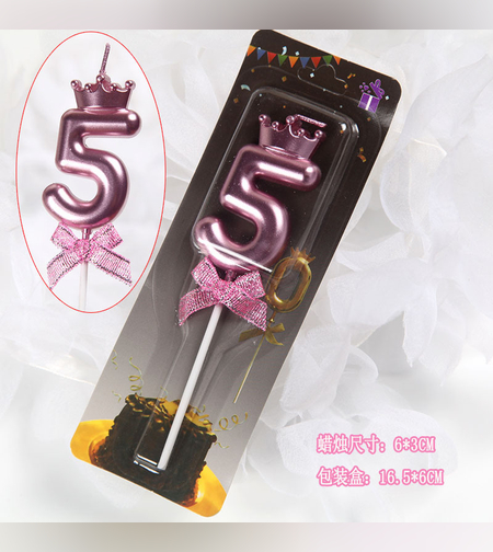 נר מספר רוז גולד עם כתר - 5