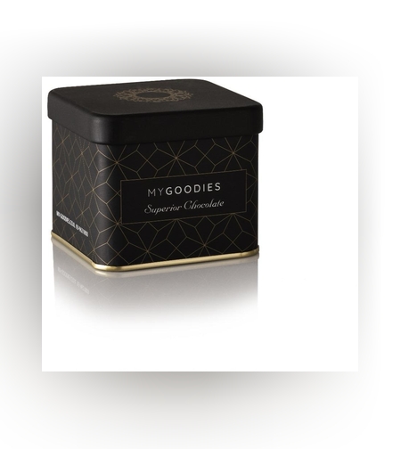 מארז ארגמן שחור עם למינט פקאן בעיטוף שוקולד לבן 80 ג'