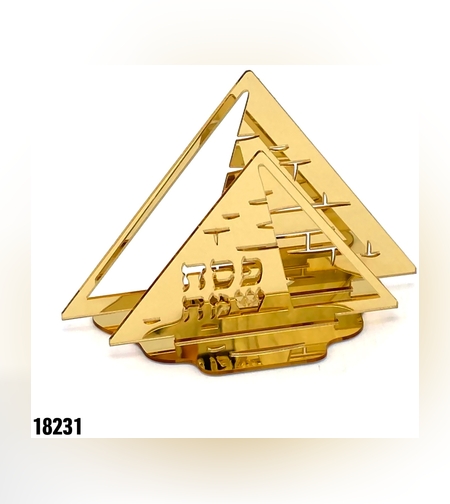מעמד למפיות אקרילי פירמידה - זהב - כ-13*22 ס