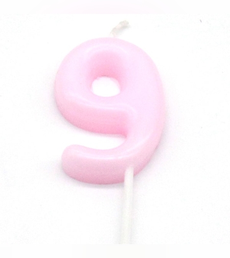 נר מספר מיני 9 פסטל ורוד