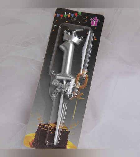 נר מספר כסף עם כתר - 1