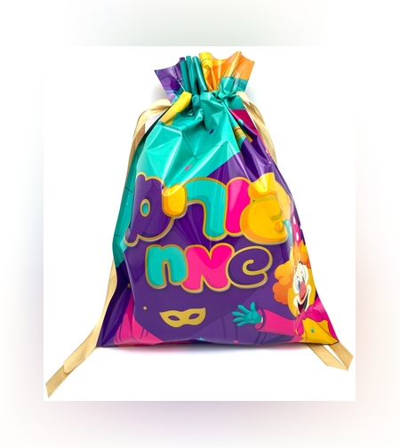 ‏ שקית עם סרט סגירה פורים 'שמח - כ-23.5*32 ס