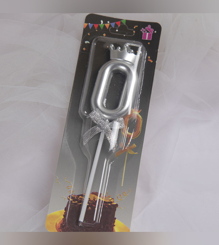 נר מספר כסף עם כתר - 0