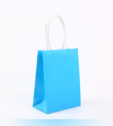 שקית נייר חלקה עם ידית 21*15*8 - תכלת