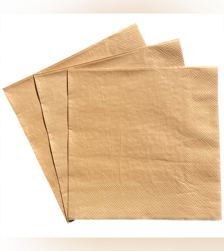 מפיות נייר חלקות צבע ברונזה - 20 יחידות