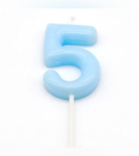 נר מספר מיני 5 פסטל תכלת