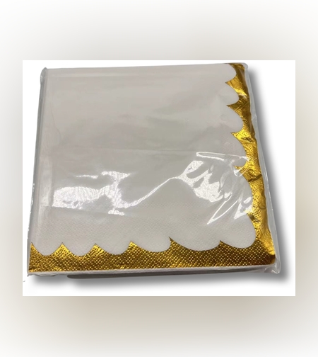 פנסי - מפיות נייר פס זהב 33*33 / מארז 20 יח