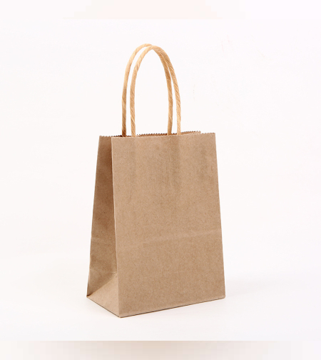 שקית נייר חלקה עם ידית 21*15*8 - טבעי