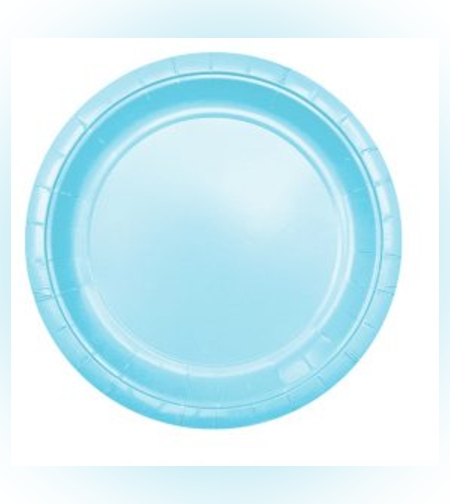 צלחות חלקות צבע תכלת בייבי 24 יח' בינוני