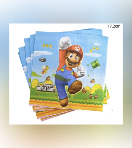 סט סופר מריו - מפיות נייר 33*33 / 20 יח'