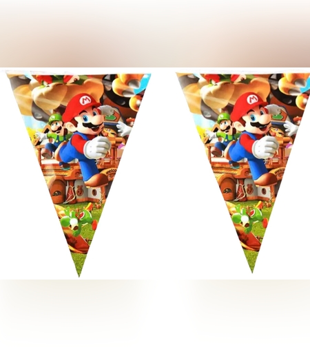 סט סופר מריו - שרשרת דגלונים משולשים