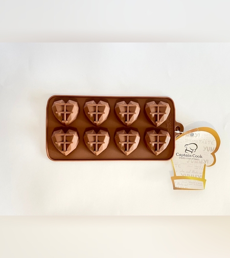 047LA - תבנית סיליקון לב יהלום 8 יחדות