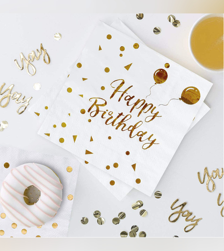 מפיות לבן הדפס HB זהב (20יח')