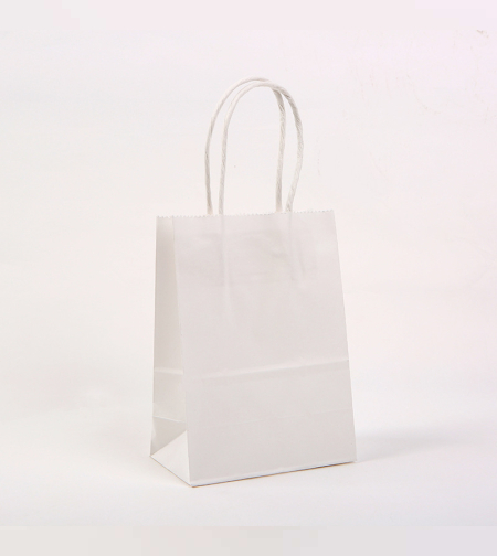 שקית נייר חלקה עם ידית 21*15*8 - לבן