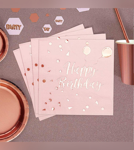 מפיות ורוד הדפס HB רוז גולד (20יח')