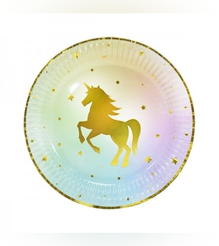 צלחות 23 סמ עגולות 6 יח - חד קרן