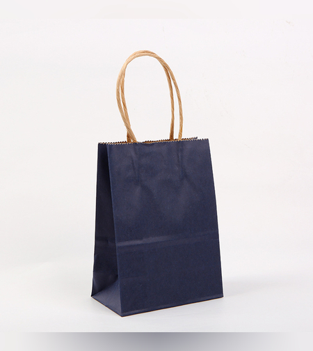 שקית נייר חלקה עם ידית 32*25*11 - כחול כהה