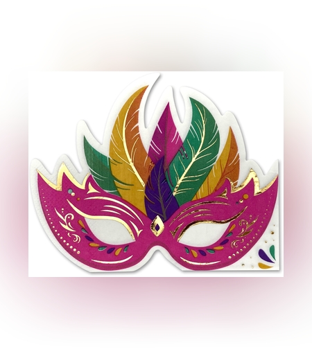 ‏מפית בצורת מסכה - צבעוני+זהב '‏- 12 יח'