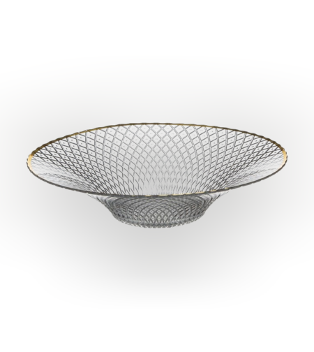 קערה פלסטי שקוף פס זהב ק.26 ג.6 ס