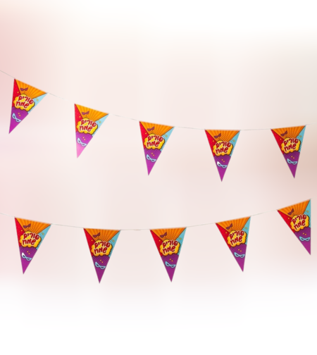 שרשרת דגלים משולשים א.כ 3 מ' -פורים שמח -דגם ענן