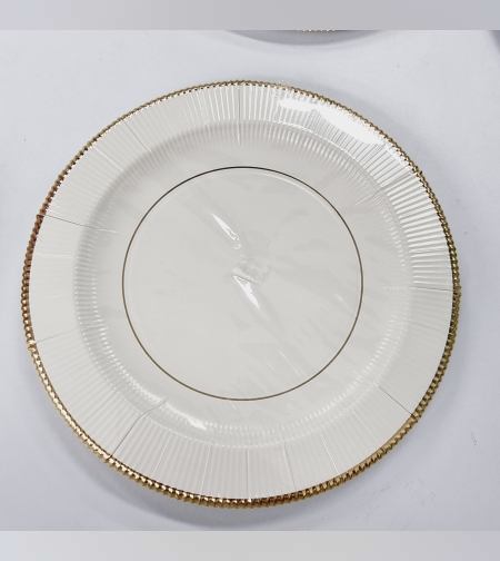 צלחת קרטון 'קלאסיק' '10 קרם-זהב *10 יח'