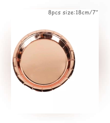 מבריקים רוז גולד - צלחת 7 ' - 10 יח