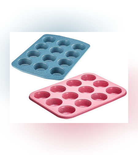 תבנית 12 שקעים טפלון צבעוני שיש למאפינס/קאפקייקס ES-3037
