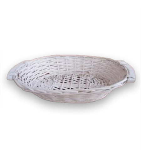 סלסלת קש אובלית גדולה עם ידיות - לבן