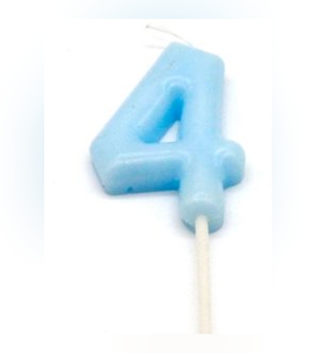נר מספר מיני 4 פסטל תכלת