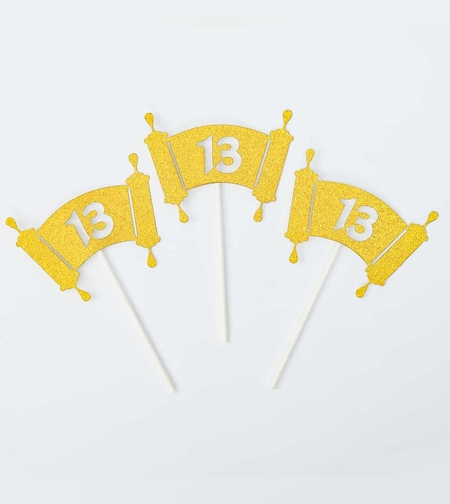 טופר בר מצווה ספר תורה גליטר זהב 3 יח'