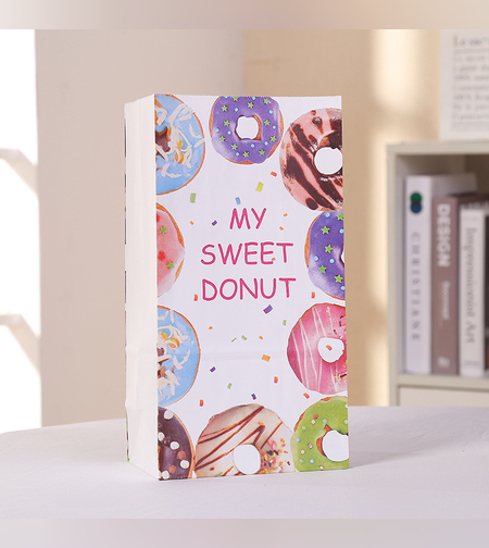 שקית נייר 8*13*24 - דונאטס לבן (10 יח')