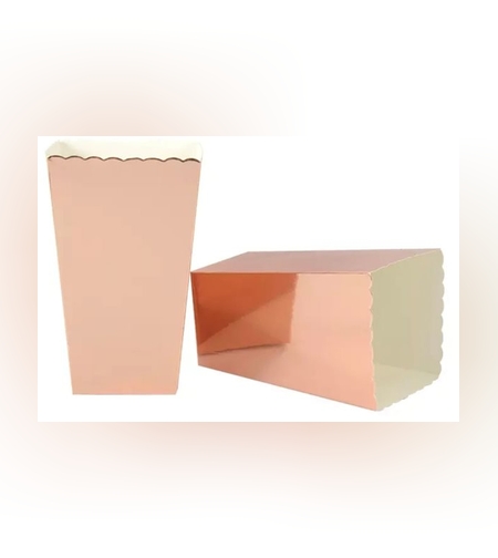 קופסאות פופקורן וחטיפים 6 יח - רוז גולד מבריק