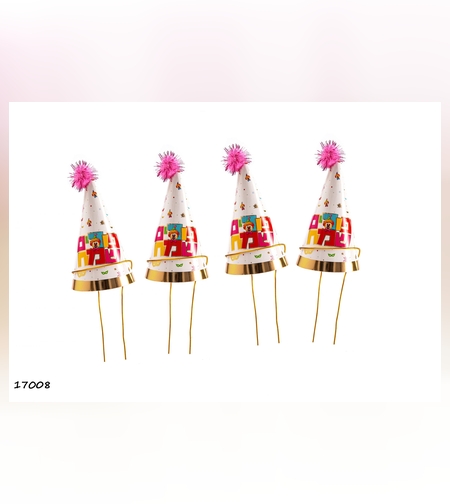 מיני כובע ליצן פורים שמח לבן/ צבעוני 6 יח'