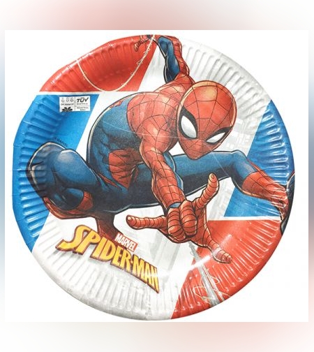 צלחת 23 מתכלה - 8 יח - ספיידרמן